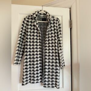 Black and white houndstooth cardigan sweater